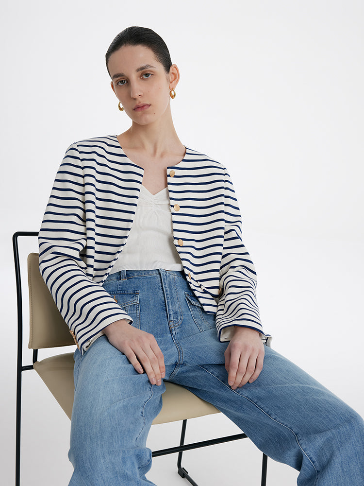 Valmere™ | Cotton Striped Crop Jacket