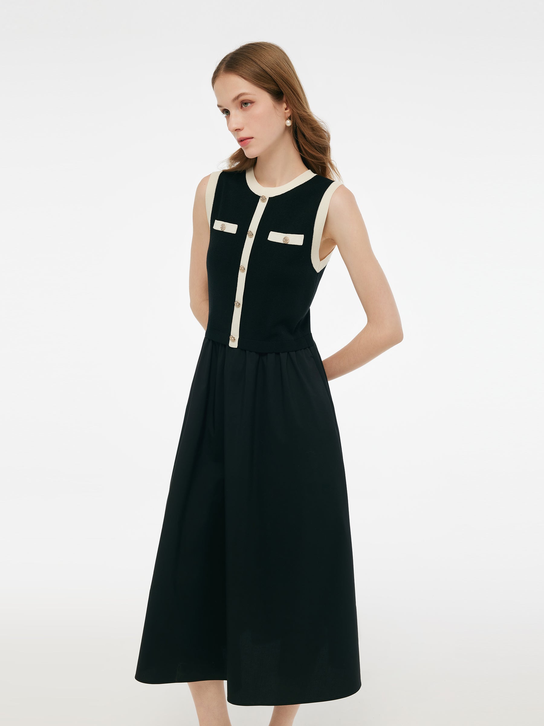 Valmere™ | Black Vest Midi Dress