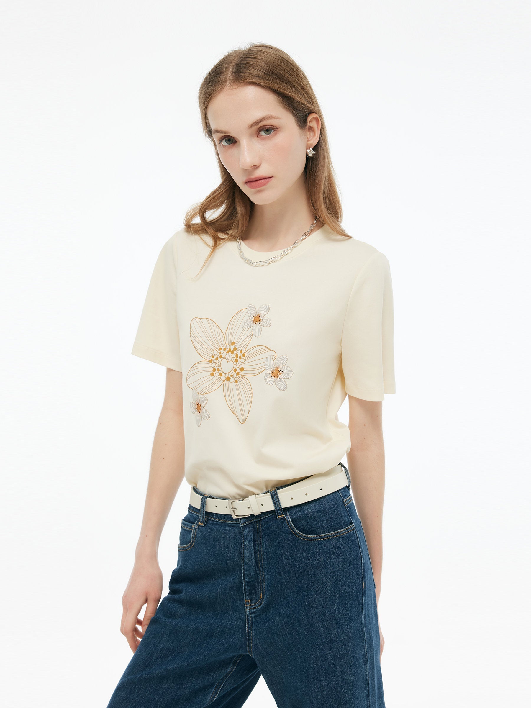 Valmere™ | Flower Print Knit T-Shirt
