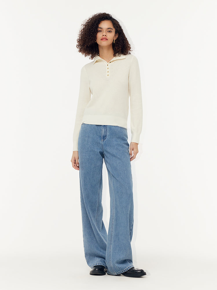 Valmere™ | 100% Wool Half Button Turtleneck Sweater