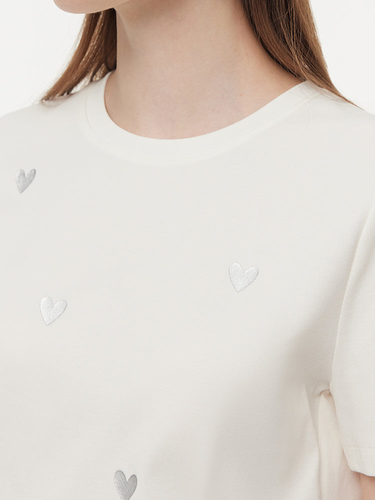Valmere™ | Fit Silver Heart Print T-Shirt