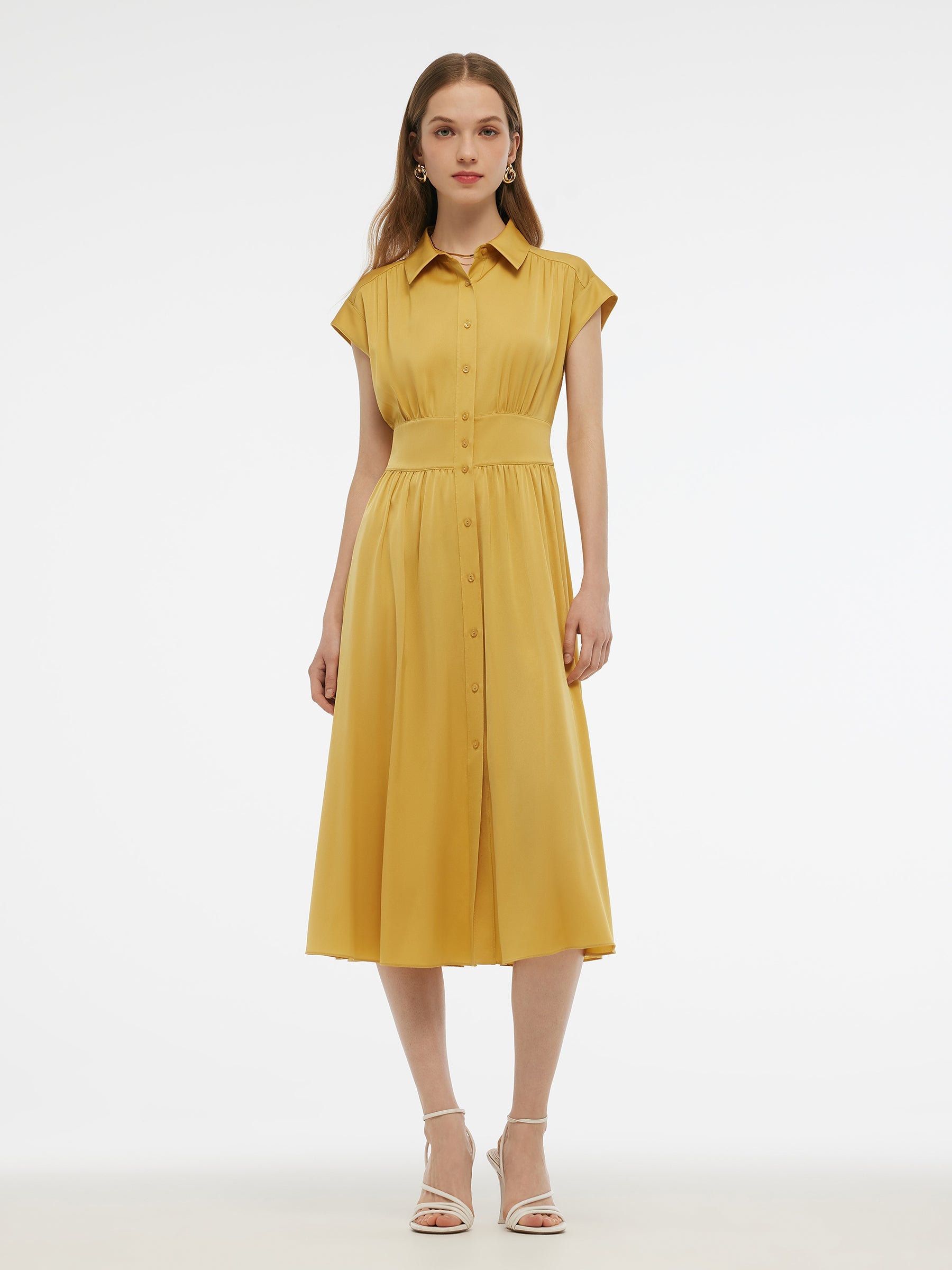 Valmere™ | Silk Midi Shirt Dress