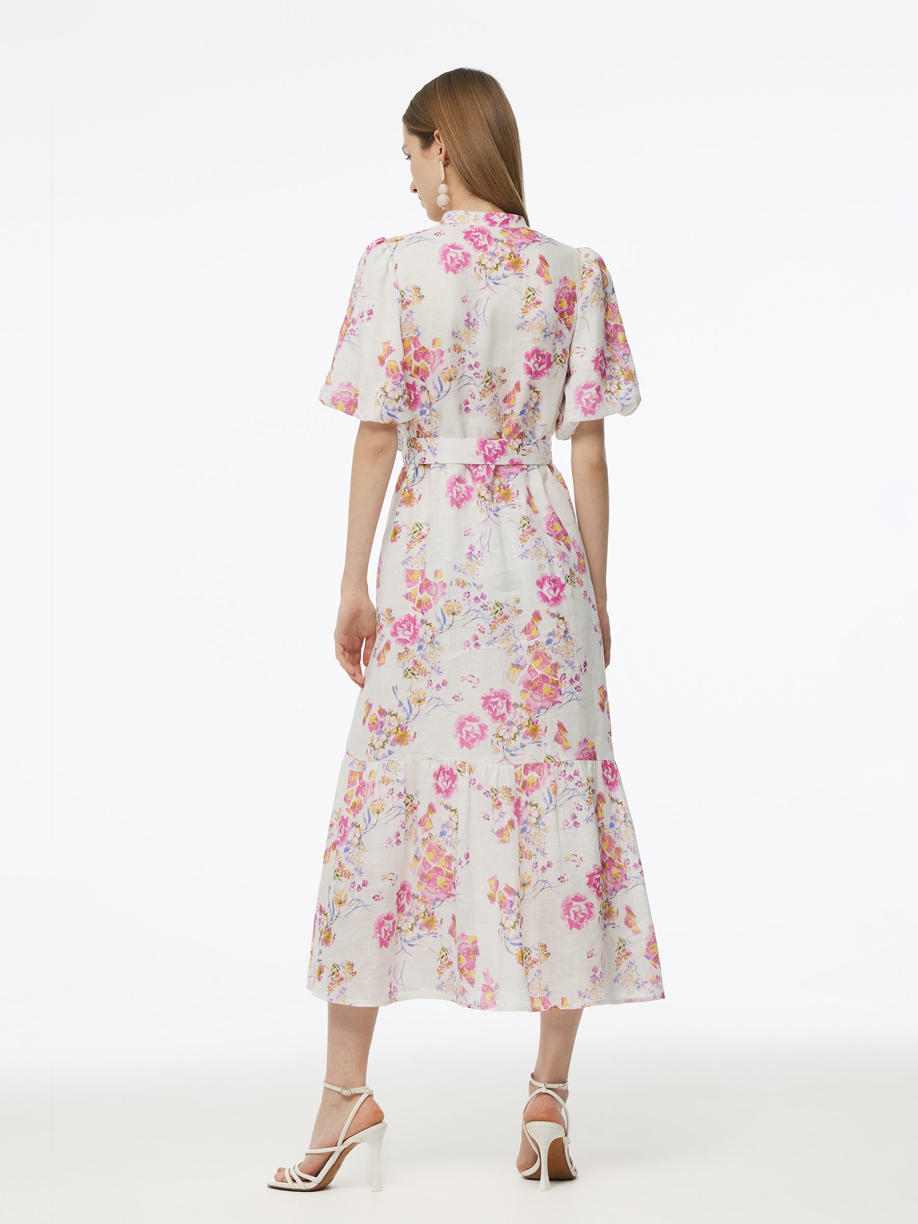 Valmere™ | 100% Linen Rose Print Maxi Dress