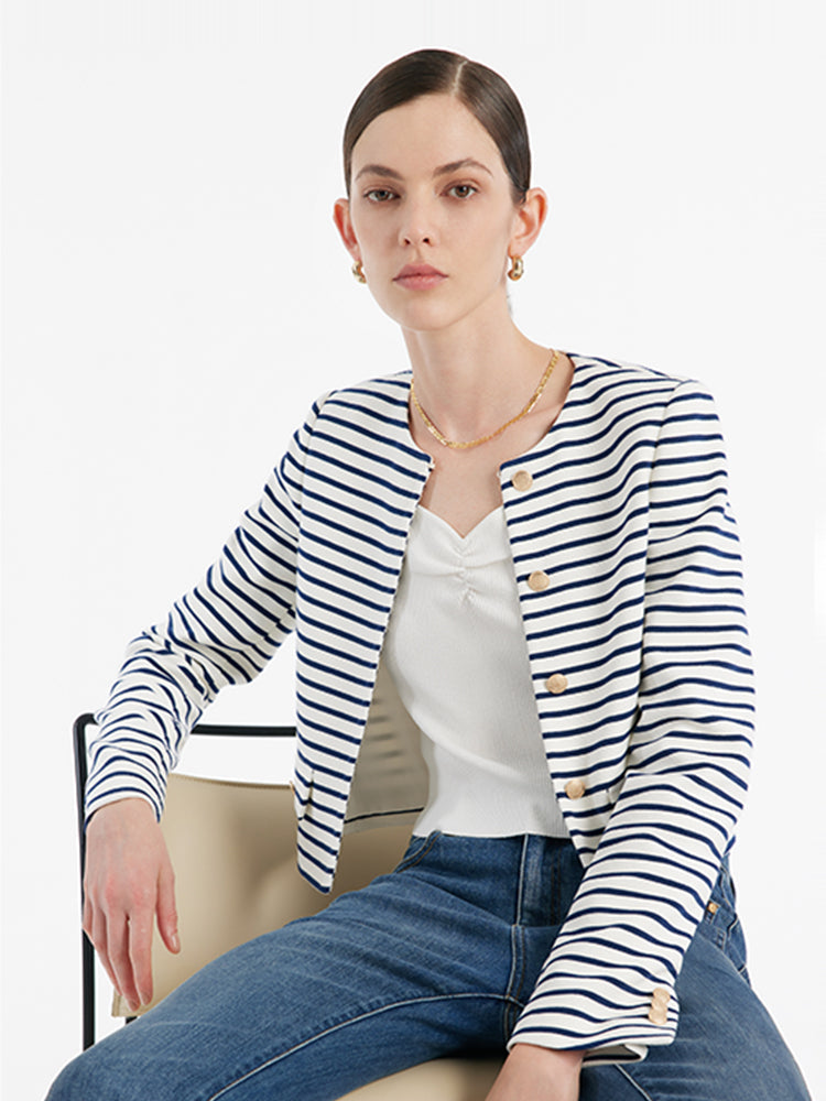 Valmere™ | Cotton Striped Crop Jacket
