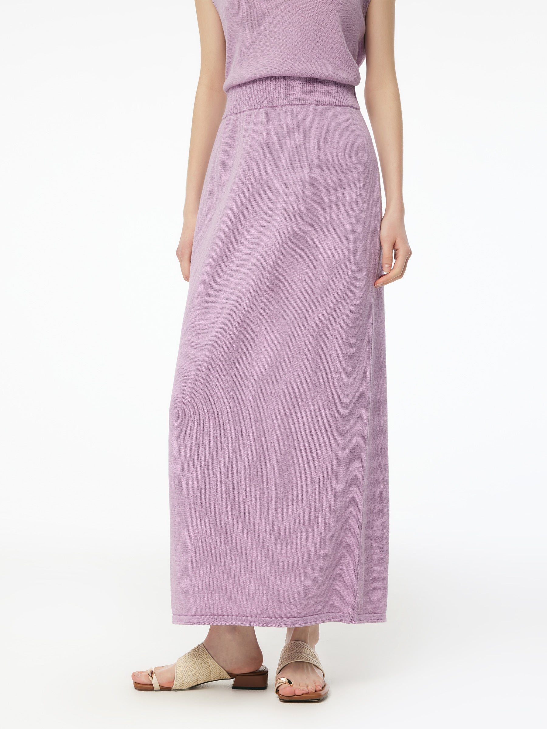 Linen Cotton Blend Women Knit Skirt