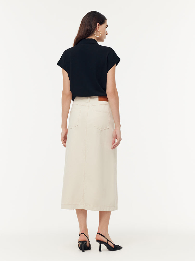 Valmere™ | 100% Cotton Denim Slit Skirt