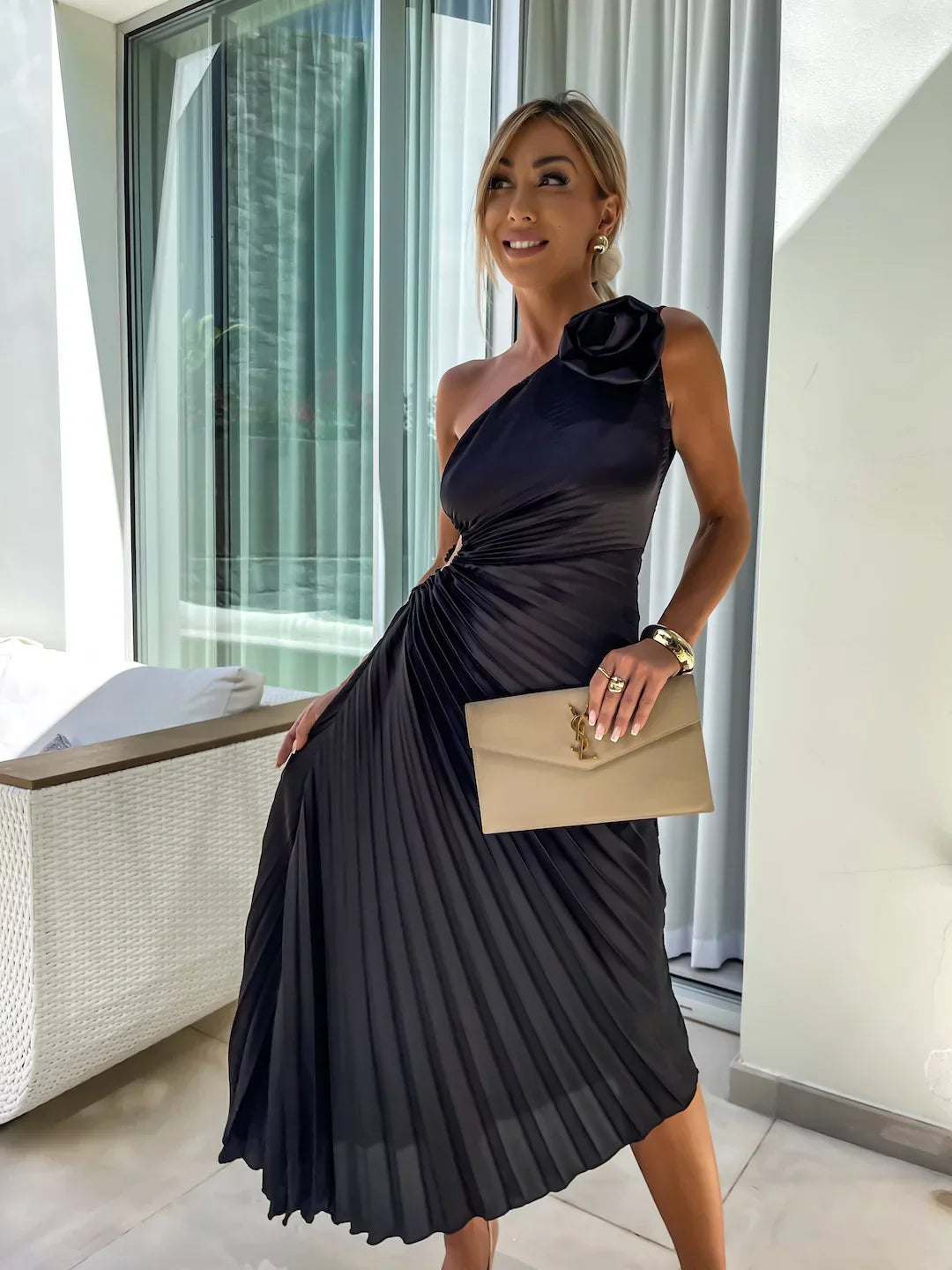 Valmere™ | Dariella Romantic Flower One Shoulder Dress