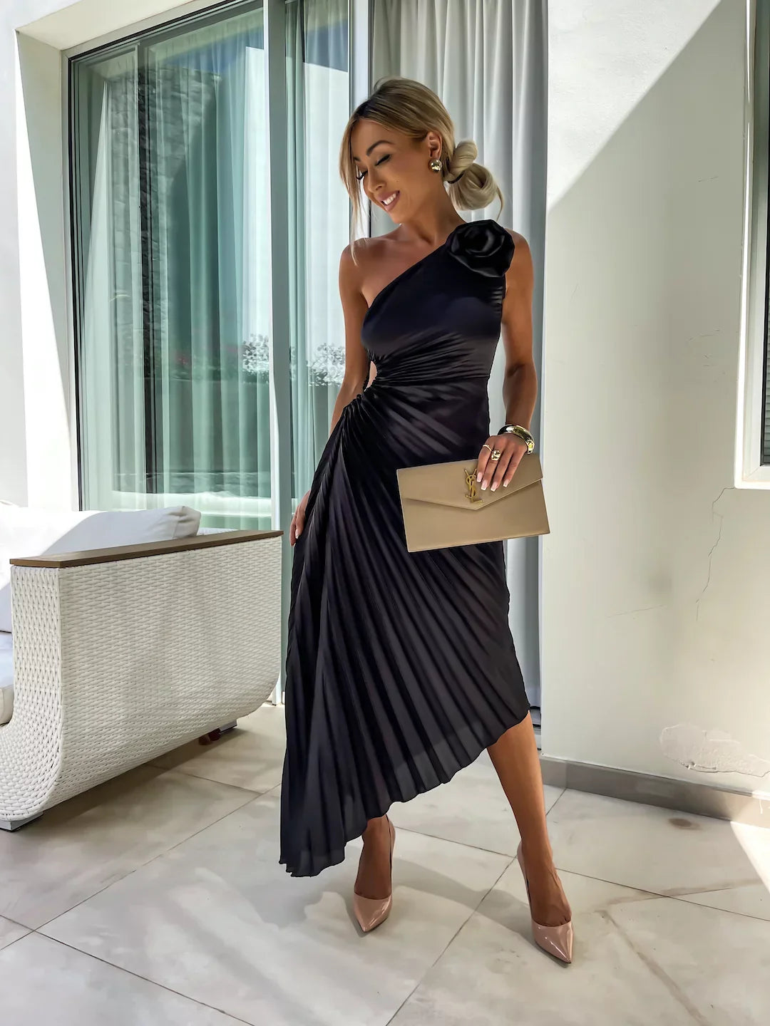 Valmere™ | Dariella Romantic Flower One Shoulder Dress