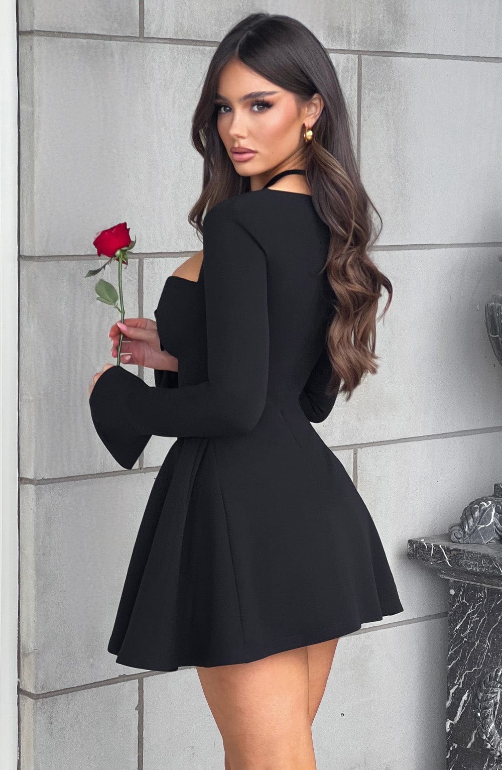 Valmere™ | Salome A-Line Pleated Full Sleeves Mini Dress